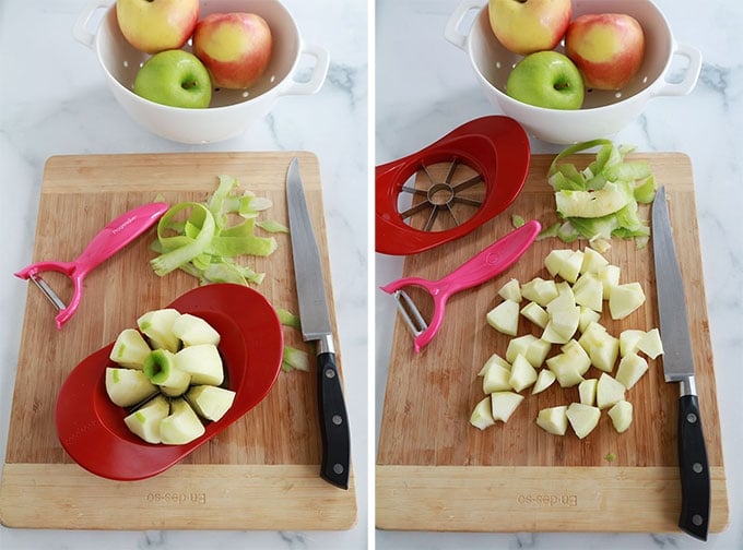 Peler Et Couper Les Pommes En Morceaux Cuisine Culinaire